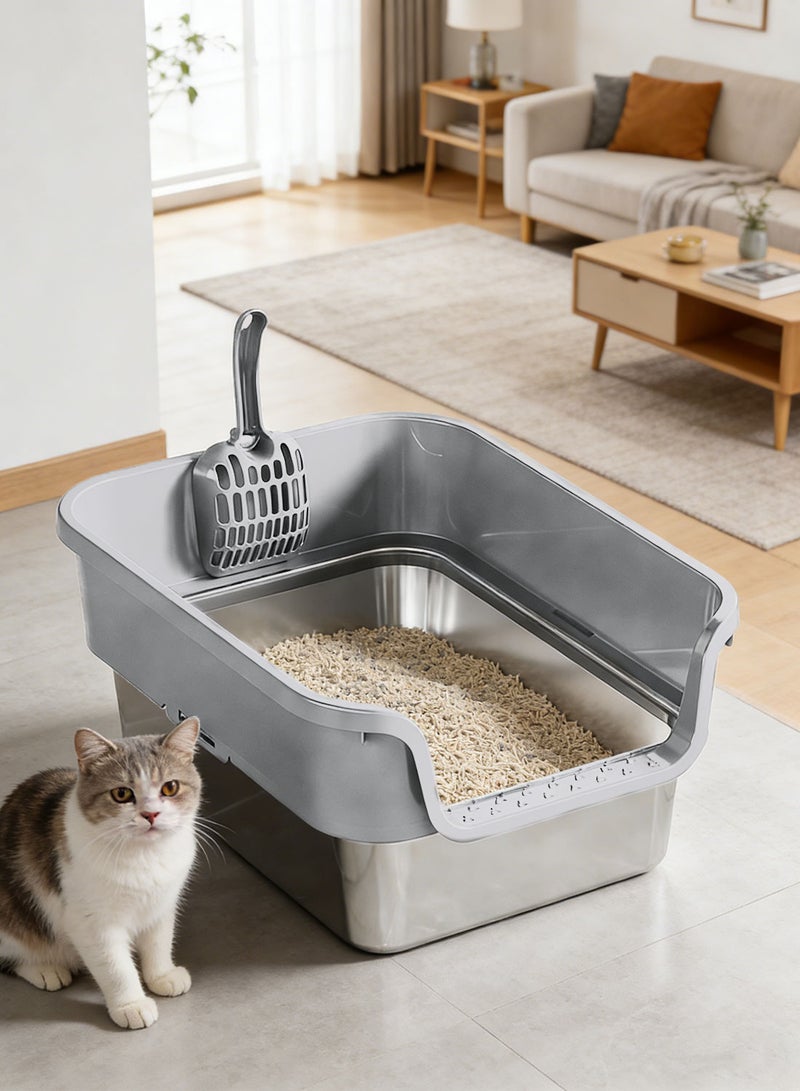 Kidle Stainless Steel Cat Litter Box Cat Metal Tray Anti Splashing and Easy Clean - Image 5